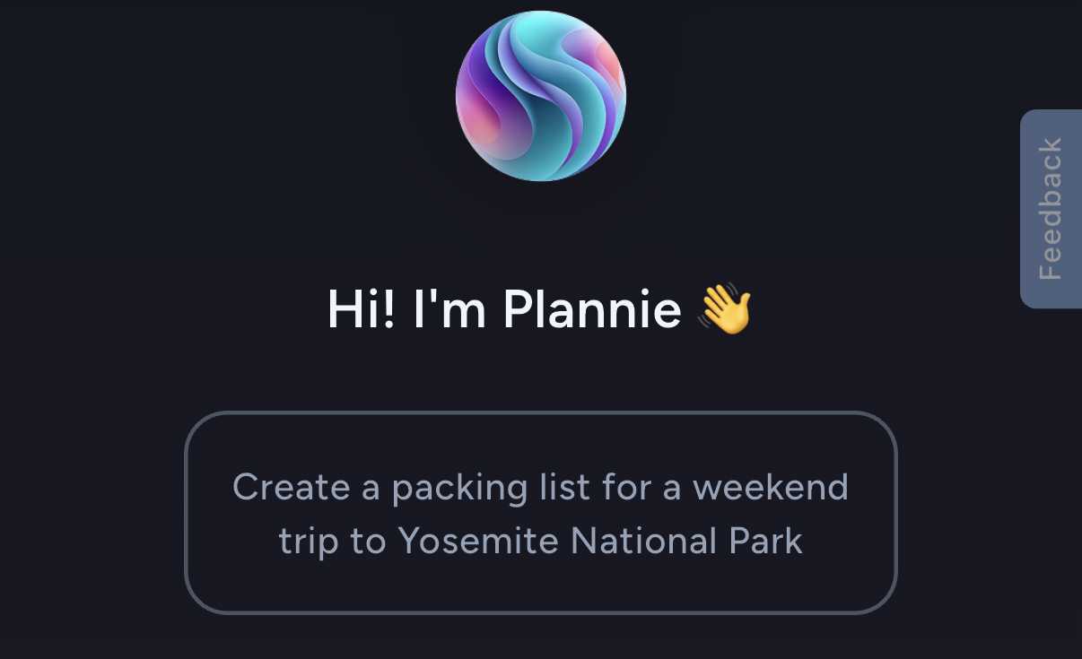 Plannie AI assistant helping plan an event